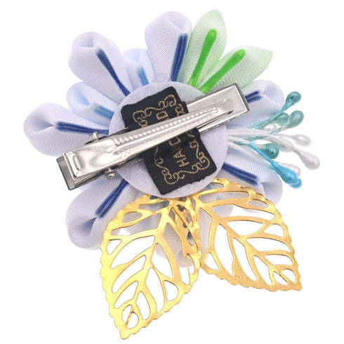 Japanese Hair Clip Cherry Blossom HairPin Kimono Hanfu Flower Band Clip Accessories for Women Girl (Blue)