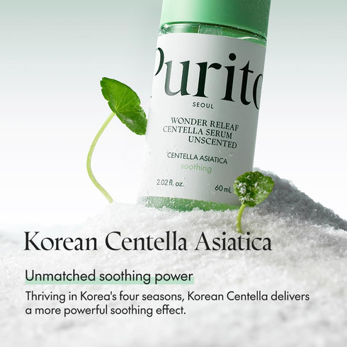 PURITO Centella Unscented Serum 60ml - Soothing Facial Ampoule for All Skin Types, Vegan & Cruelty-Free Korean Skin Care