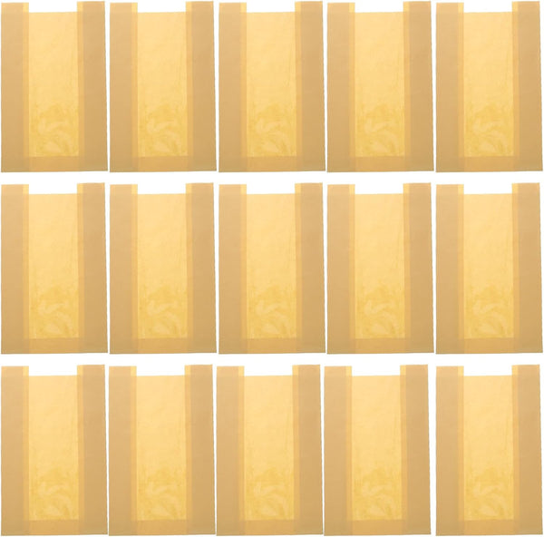 GLEAVI Kraft Paper Bread Bags with Window, Oil-proof Toast Packaging Bags 100pcs