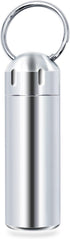 SHD Pill Box Keychain Waterproof Single Chamber Stainless Steel Organizer for Outdoor Travel
