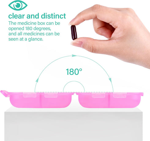 Small Travel Pill Organizer Box with 8 Grid Compartments, Portable Daily Weekly Medication Container