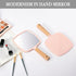 YEAKE Hand Held Mirror with Handle for Makeup,Small Cute Wood Hand Mirror for Shaving with Hole Hanging Single-Sided Portable Travel Vanity Mirror for Men&Women(Square,Pink,1Pack) by YEAKE