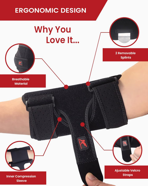 Comfortable Elbow Brace for Night Sleep, Ulnar Nerve Entrapment & Cubital Tunnel Syndrome with Compression Sleeve