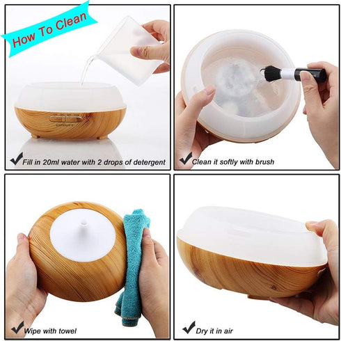 JoySusie 500ml 4 Settings, Aroma Essential Oil Diffuser, Wood Grain Ultrasonic Cool Mist Whisper-Quiet Humidifier