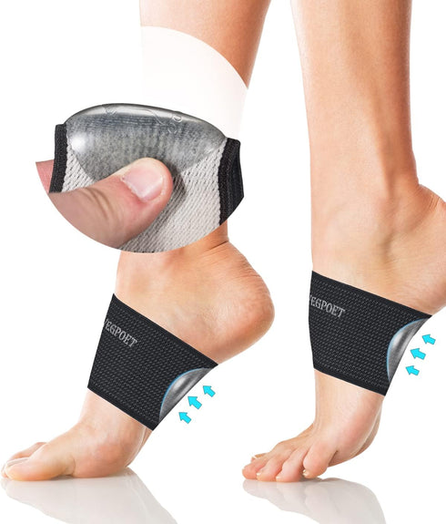 Copper Arch Support, Plantar Fasciitis Relief Bands/Sleeves with Gel Pads, Flat Feet Pain Relief, Men Women (1 Pair