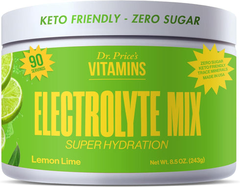 Dr. Price’s Electrolyte Mix, Sugar-Free Hydration Powder with 72+ Trace Minerals, Lemon-Lime, 90 Servings