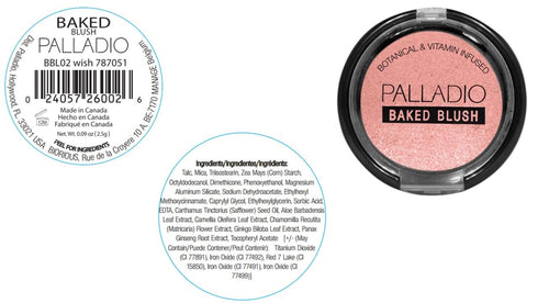 Palladio Baked Blush, Highly Pigmented Shimmery Formula, Long Lasting for All Day Wear, Wish