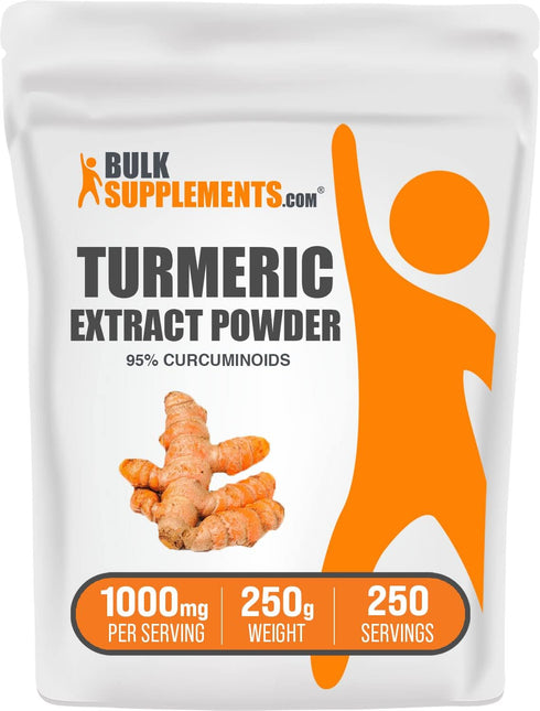 BulkSupplements.com Turmeric Extract Powder, 1000mg Curcumin Supplement, Gluten Free, 250g (8.8 oz)