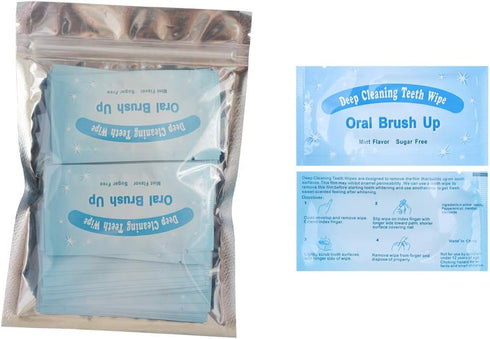 Oral Finger Wipes for Teeth Whitening, Mint Flavor, 50 Pcs Oral Cleaning Wipes