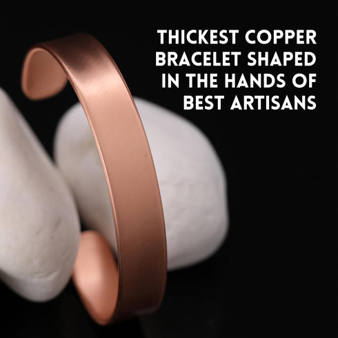 Handmade Pure Copper Bracelet for Women and Men, Thickest Adjustable Carved Copper Bracelet for Pain and Stress Relief