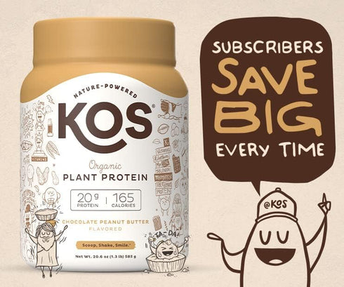 KOS Organic Plant Based Protein Powder, Chocolate Peanut Butter, Vegan, Keto Friendly, 15 Servings