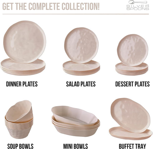 SILVER SPOONS 3 PC Hammered Serving Trays, Disposable 12" x 7" Plastic Platters for Upscale Celebrations
