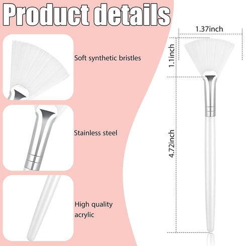 Patelai 14 Pieces Fan Brushes Applicator, Mask Brushes for Facial Makeup Tools (White)