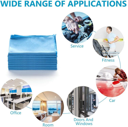 Window Glass Microfiber Cleaning Cloth 8 Pack, Premium Lint Free Polishing Rags for Mirrors, Shower, Car Windows