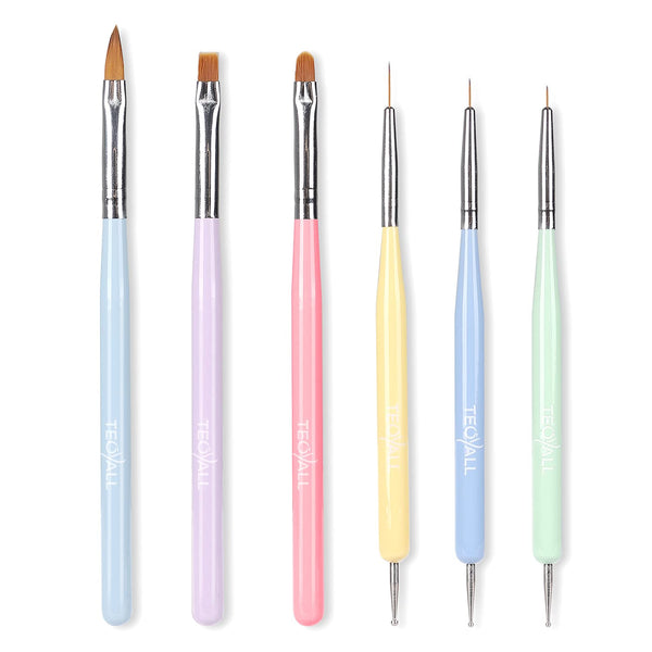TEOYALL Nail Art Brushes, Nail Design Painting Brushes, Builder Gel Brush, Nail Dotting Tools, Fine Liner Brushes