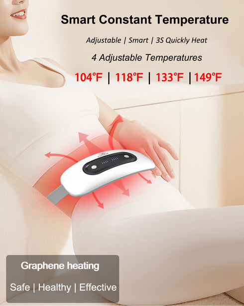 Electric Heating Pad - Portable Cordless Menstrual Heating Pad with 4 Heat Levels and 4 Massage Modes for Cramps
