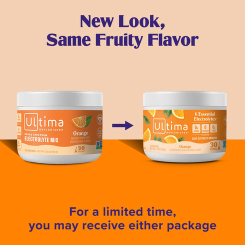 Ultima Replenisher Daily Electrolyte Powder Drink Mix, Sugar Free, Orange, 30 Servings, Keto Friendly