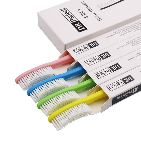 DR PEFECT Extra Hard & Firm Toothbrush Pack of 4, Large Long Head Whitening Teeth