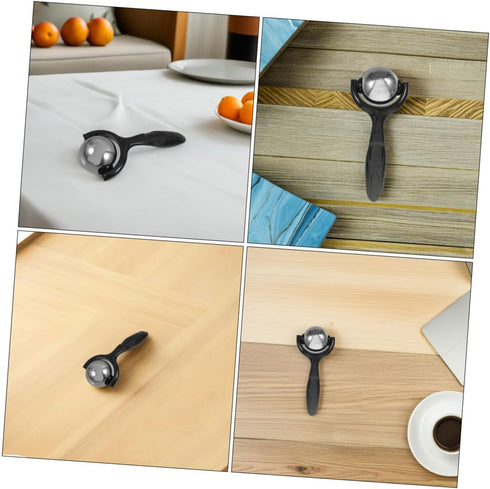 Set 2 FRCOLOR Stainless Steel Massage Ball Roller Pieces with Handle Manual Therapy Cold Roller for Muscle Relief Back