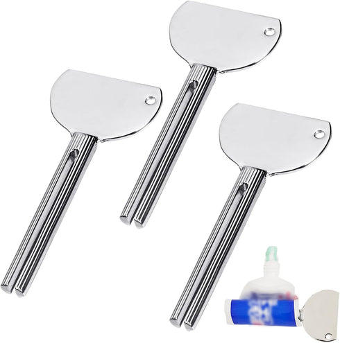 HIQU and HIST 3 Pcs Toothpaste Tube Squeezers,Stainless Steel Toothpaste Squeezer,Metal Manual Dispenser Roller Tube
