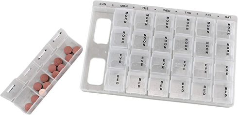 home style 7-Day 4 Pill Box Organizer Times A Day Morning Noon and Evening and Bed Medicine Planner