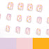 Square Press on Nails Short Cute Purple French Tip False Nails with White Flower Designs - 24 Pcs
