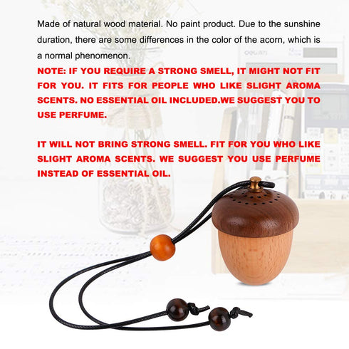 Wooden Acorn Essential Oil Car Diffuser Air Freshener - Hang Decoration, Brown