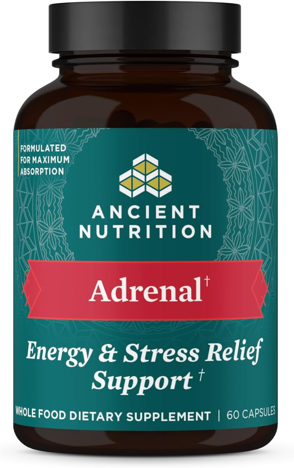 Ancient Nutrition Adrenal Support with Ashwagandha Supplement, Helps Reduce Stress & Fatigue, Gluten Free, 1300mg, 60