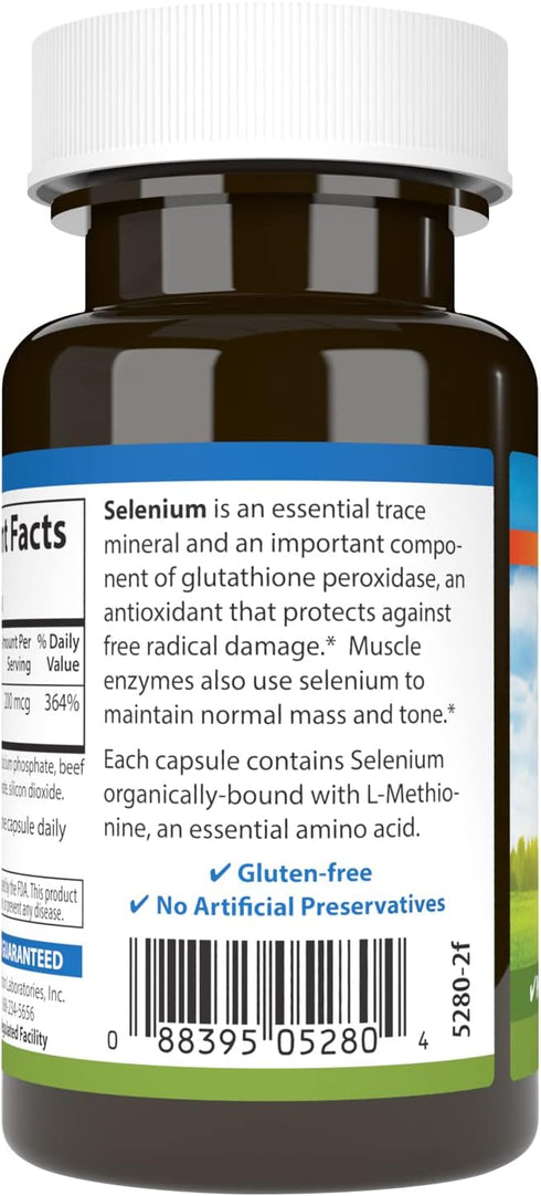 Carlson Selenium 200 mcg Yeast-Free - 60 Capsules for Prostate Health & Immune Support