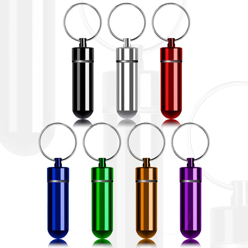 Small Travel Pill Container Holder Keychain - 7 Pack Portable Mini Waterproof Pill Case for Purse & Outdoor Travel