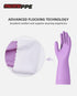 PACIFIC PPE 4 Pairs Reusable Dishwashing Cleaning Gloves, Latex Free, Cotton Lining, Kitchen Gloves, Purple, Large