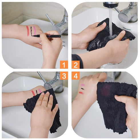 SUNLAND Microfiber Face Cloth, Reusable Makeup Remover Facial Cleansing Towel, 12 Pack Black