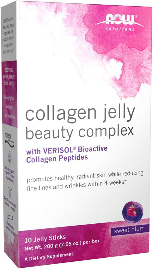 NOW Solutions, Collagen Jelly Beauty Complex, Sweet Plum Flavor, 10 Jelly Sticks