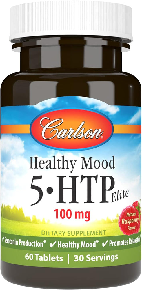 Carlson Healthy Mood 5-HTP Elite, 100 mg with Vitamin B6, Mood Support Supplement, 60 Tablets