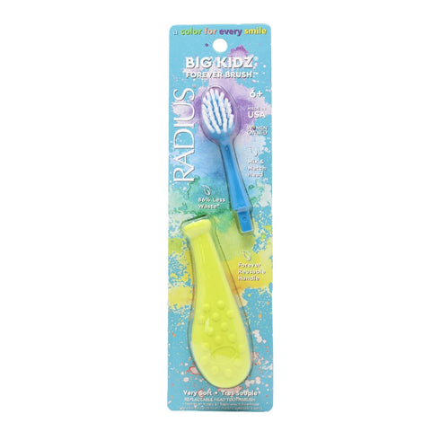 RADIUS Big Kidz Forever Brush, Replaceable Head Toothbrush for Children, BPA Free, Extra Soft