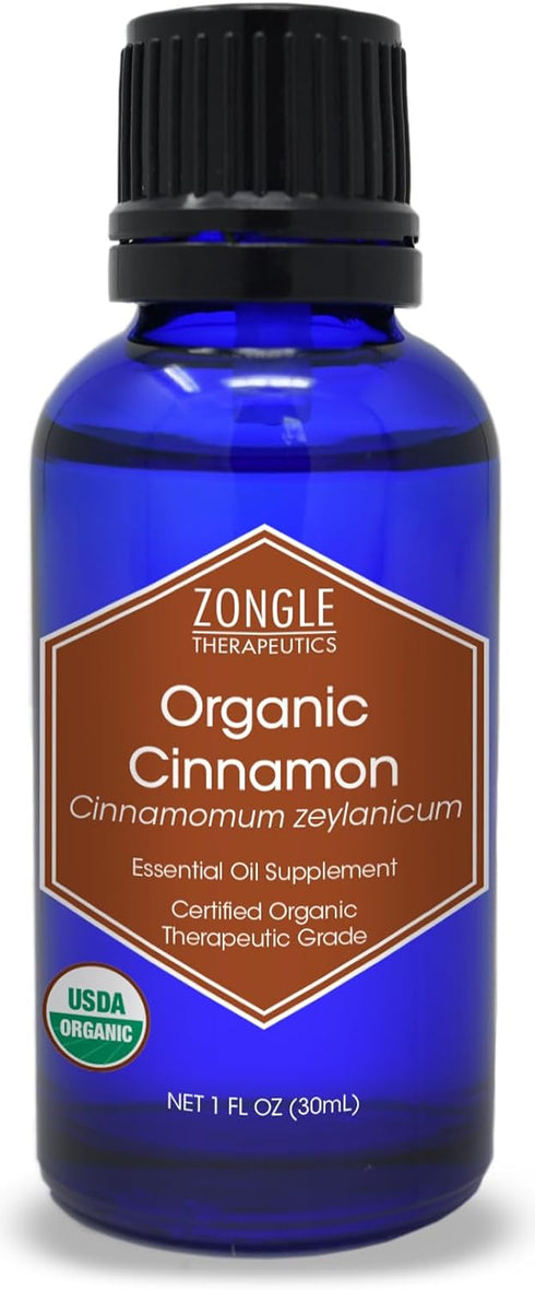 Organic Cinnamon Essential Oil by Zongle – 100% Pure Natural, Therapeutic & Food Grade for Cooking, Baking, Diffuser -
