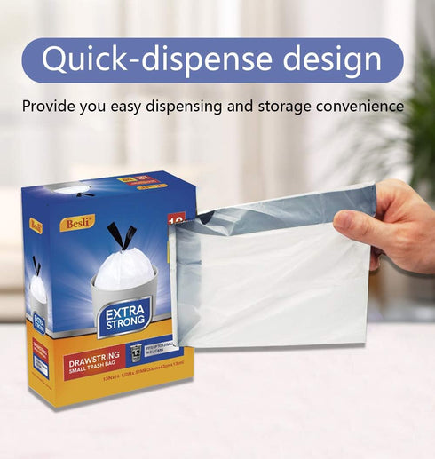 1.2 Gallon Drawstring Trash Bag, Small Garbage Bag, 120 Counts, White