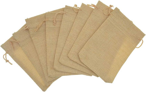 20Pcs Drawstring Burlap Bags, Jute Sacks for Jewelry Candy Pouch, Christmas Wedding Party Favor Gift Bags (Flaxen, 2.7