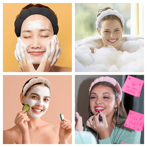 Spa Headbands for Washing Face or Makeup, Puffy Terry Cloth Hairband for Women, Skin Care Accessories