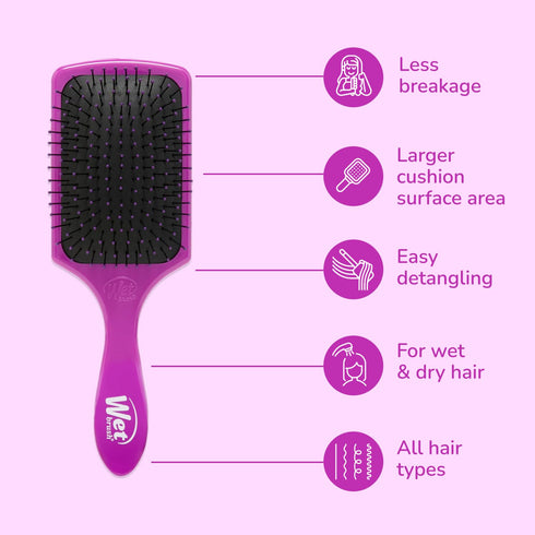 Wet Brush Paddle Detangler Hair Brush, Purple, Ultra-Soft IntelliFlex Bristles, AquaVent Design, Great for Treatment &