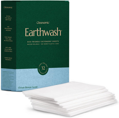 Ocean Breeze Laundry Detergent Sheets - 32 Sheets (Up to 64 Loads), Hypoallergenic Liquidless Laundry Strips for Travel
