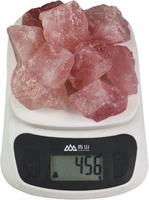 Rose Quartz Crystals, Raw Crystals Bulk, Tumbled Stones and Crystals, Rock Collection, Healing Crystals (1LB)