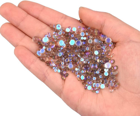 Mix Color Size 2400pcs Mermaid Rhinestones Flat Back Glass Iridescent Nail Stone Gems with 2000pcs Caviar Beads