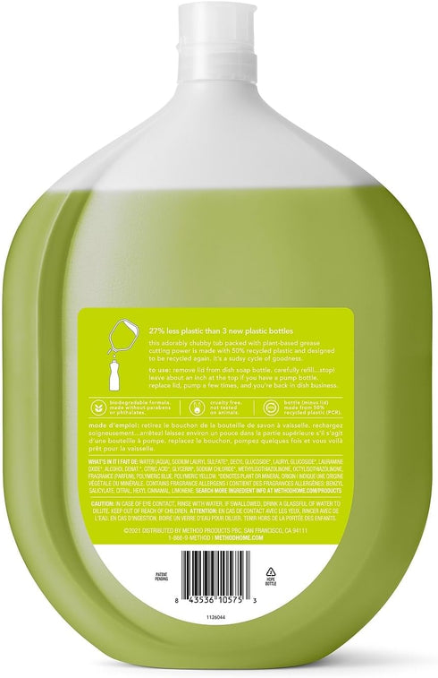 Method Dish Soap Refill, Lime + Sea Salt, 54 Fl Oz, Biodegradable Formula, Tough on Grease, Recyclable Bottle (Pack of
