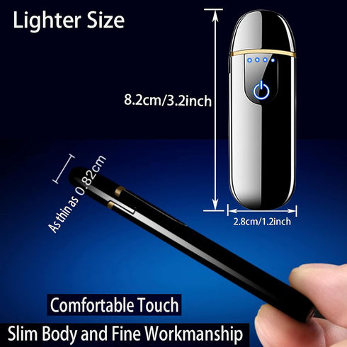 Electric Lighter, Smart Mini USB Rechargeable Lighter, Touch Ignition Windproof Flameless Lighter for Gifts (Red)