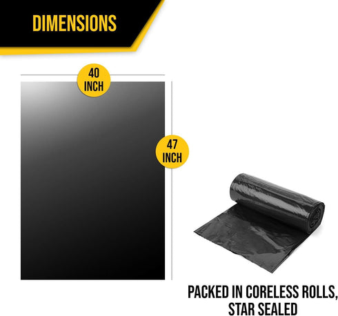 Aluf Plastics 45 Gallon Heavy Duty Trash Bags, 1.25 MIL, 40" x 47", Pack of 100 for Construction & Commercial