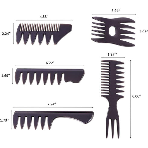 Styling Hair Comb Set, 5 Pack Professional Retro Hairdressing Combs for Salon Barber Hairstylist Accessory