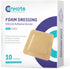 Conkote Silicone Adhesive Foam Dressings 4'' X 4'', Waterproof Bandages for Wound Care, Box of 10