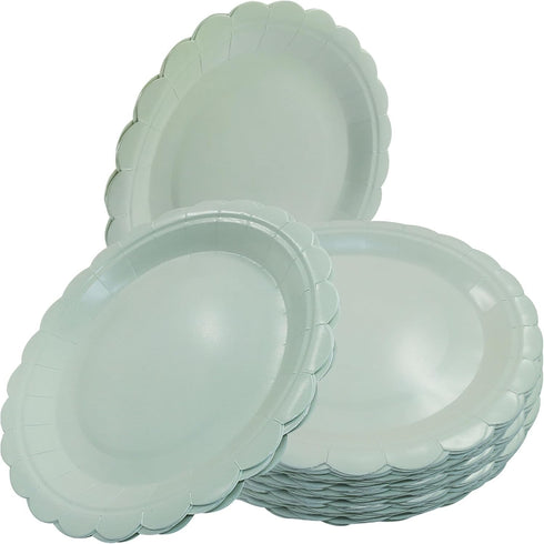 Rierdge 50 Pieces Green Paper Plates 7 Inch Disposable Dinner Plates - Elegant