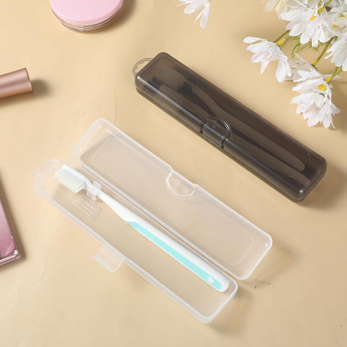 Qulkws 2 Pack 8.27 1.85 1.1 inches Toothbrush Case, Portable Clear Toothbrush and Toothpaste Storage Container